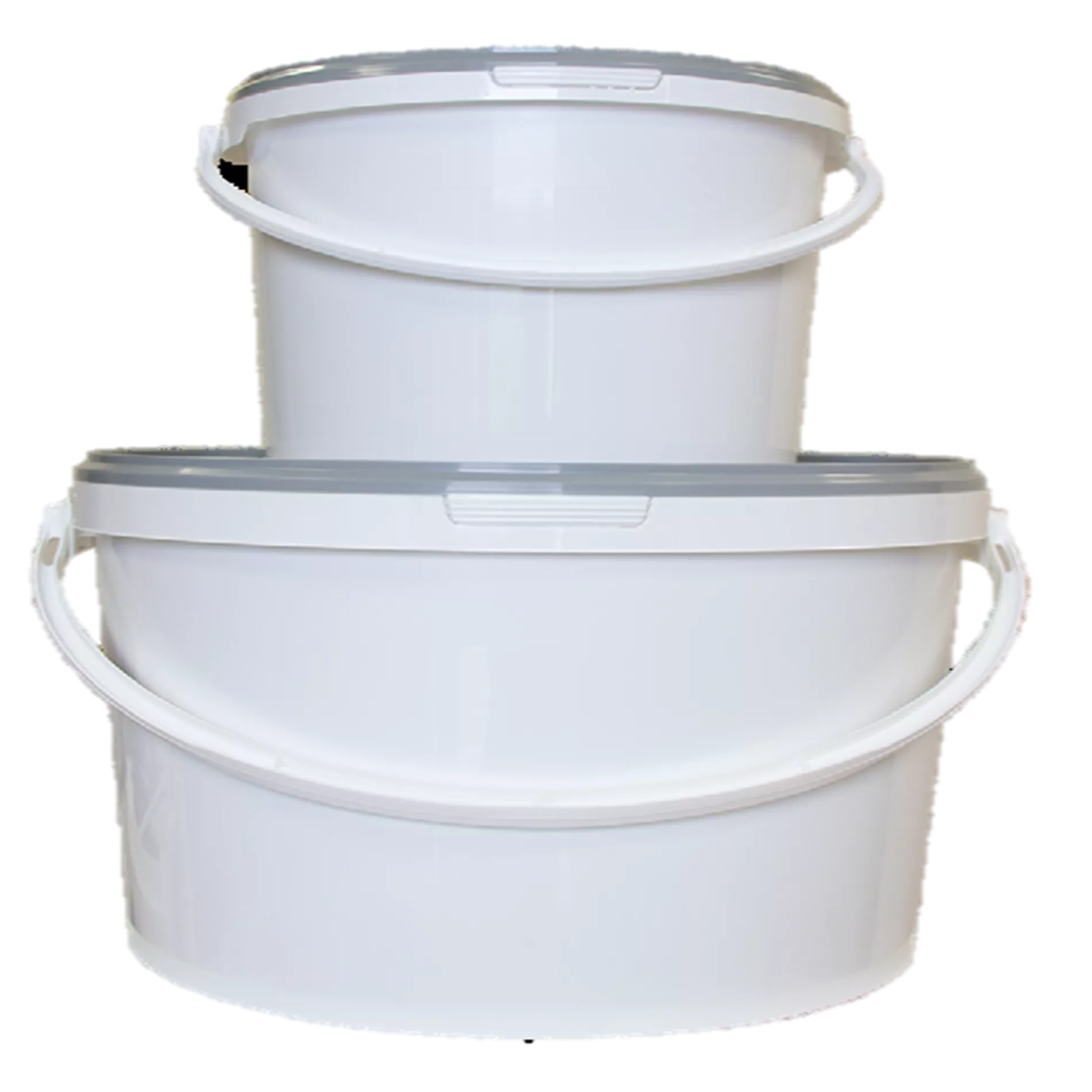Seaux plastiques blancs + couvercles gris Visuel
